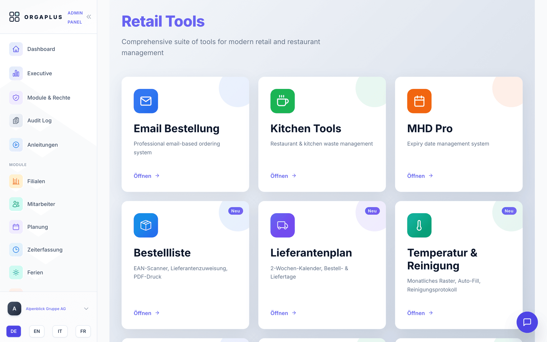Retail tools in OrgaPlus: ordering, expiry-date management and temperature checks